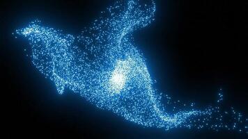 Abstract Glowing Blue Particles Animation on a Black Background. 4K video