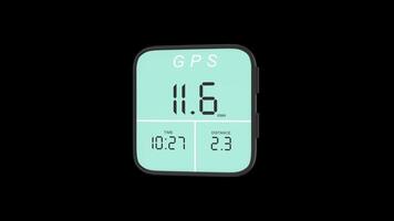 GPS Cycling Computer Rotating on a Transparent Background. Seamless Loop. 4K video