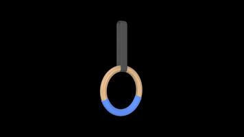 Gymnastic Ring Rotating on a Transparent Background. Seamless Loop. 4K video
