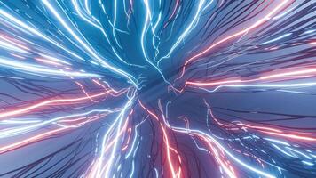 Abstract Glowing Tentacle Lines 3D Animation. Glowing Neon Lines Background. 4K video