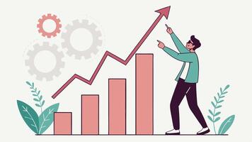 Businessman pointing upward on graph chart vector
