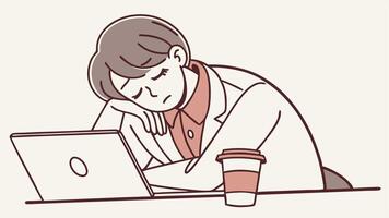 A man in a suit is sitting at a desk with a laptop vector