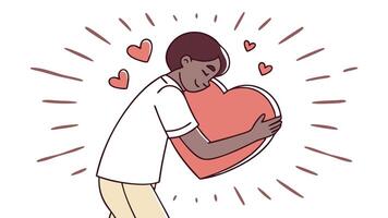 A man hugging a heart with a heart shape vector