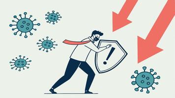 A man with a shield and a red arrow pointing up vector