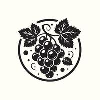 Black and White Grape Bunch Illustration Circular Design Element 512px grapes bunch of grapes vector