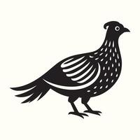 Black and White Stylized Quail Bird Illustration Bird Graphic Design Element vector