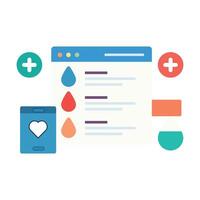 Medical App Interface Blood Test Results Data Mobile Phone vector