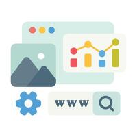 Website Analytics Image Graphic Mountains Chart Gear W vector