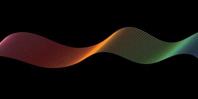 Colorful wave background with black background vector