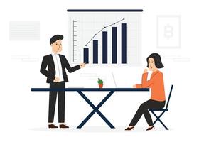 Business people in office with graphs on the wall vector