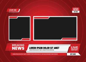 News broadcast template with red background and black frame vector