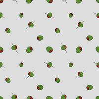 Seamless pattern green pimento olives lover martini cawaii creative minimalist art background vector