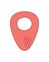 Red Location Pin Hand-Drawn Doodle Isolated Icon vector