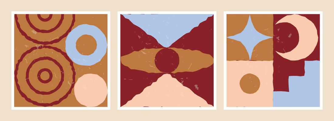 Minimalist illustrations with abstract primitive shapes