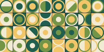 Retro geometric composition using green circles in a tiled layout vector