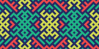 Ethnic-inspired geometric pattern with angular lines, squares and diamonds vector