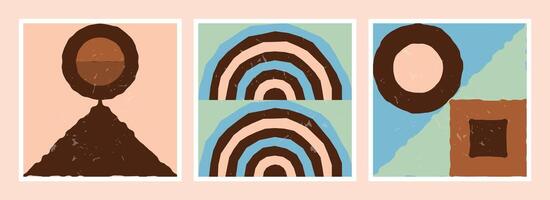 Set of illustration templates, minimalist and abstract with basic shapes vector