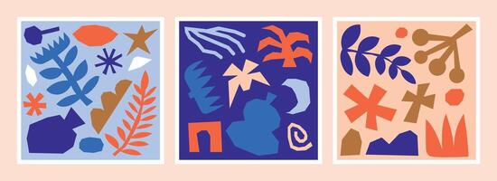 Set of flat illustrations with abstract, irregular and organic shapes vector