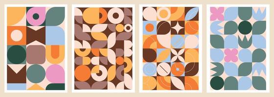 Mid-century modern inspired geometric patterns vector
