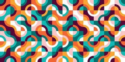 Geometric seamless pattern with colorful curved shapes vector