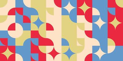 Abstract background with red, blue and yellow circles and stars vector