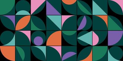 Grid-based geometric design with Bauhaus influence and green tones vector
