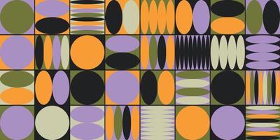 Retro geometric composition with circles and ovals vector