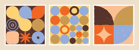 Colorful abstract geometric patterns with dots, circles and various basic shapes vector