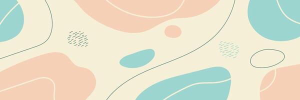 Colorful abstract horizontal background with hand drawn shapes and lines vector