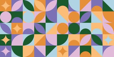 Geometric Bauhaus-style composition with bold colors and grid-based layout vector