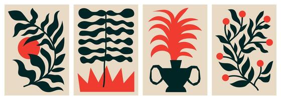 Abstract wall art with organic and irregular shapes vector