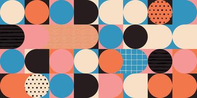 Modern retro geometric pattern with hand drawn textures vector