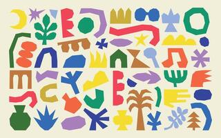 Collection of colorful, abstract, naive, organic and irregular cut-out shapes vector