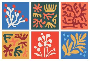 Hand drawn simple shapes and floral elements vector