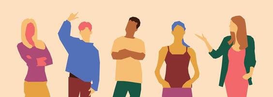 Group of people in different positions vector