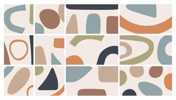 Minimalist abstract backgrounds with simple naive hand drawn shapes vector