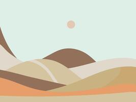 Desert landscape with dunes and mountains in earth tones vector