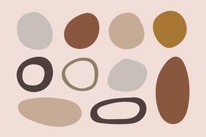 Set of hand drawn organic forms, flat circles and ovoid shapes isolated vector