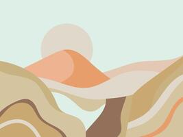 Mountain range with a sun in the background vector