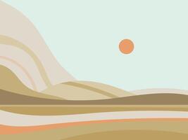 Boho landscape with a sun in the sky vector