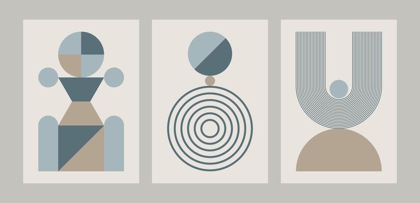 Contemporary wall art with lines, curves and circles
