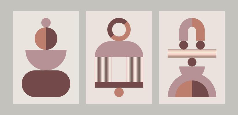 Set of wall arts inspired by Mid-century Modern and Boho aesthetics