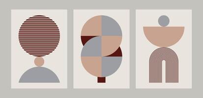 Set of abstract modern minimalist compositions with geometric shapes vector