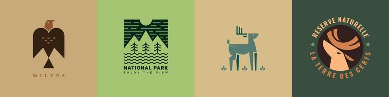 Logo set for nature reserves or associations concerned with animals and the environment vector