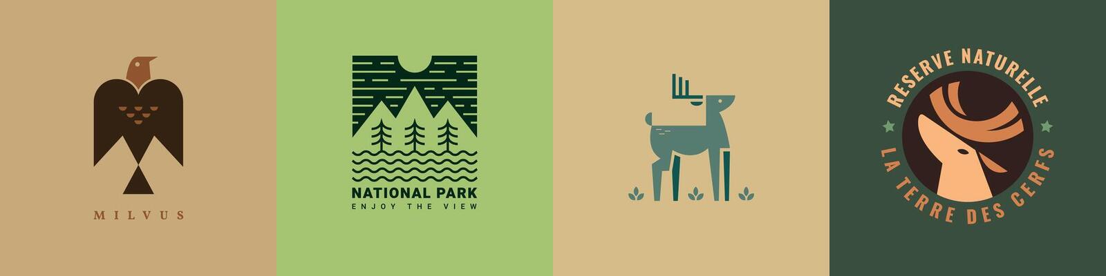 Logo set for nature reserves or associations concerned with animals and the environment