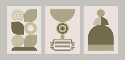 Flat illustrations inspired by Mid-Century and Scandinavian aesthetics vector