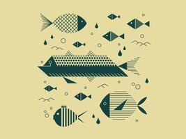 Set of geometric fish vector