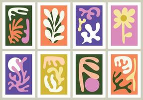 Set of colorful abstract plant compositions vector