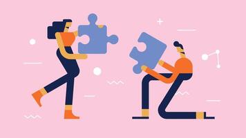 Collaboration between two office colleagues vector