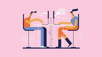 Office scene with digital workers vector